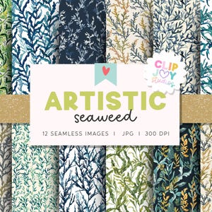 海藻デジタルペーパー：芸術的な海の生き物のテクスチャ12種類（商用利用可）