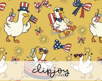 Motivo senza cuciture "Silly Goose" patriottico: festa americana del 4 luglio