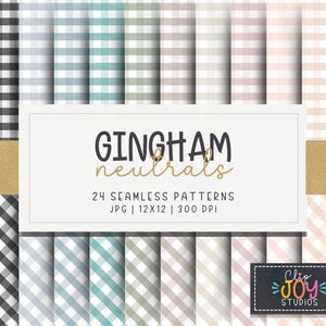 Seamless Gingham Check Pattern, Neutral Color Digital Paper or Background for Crafting, Scrapbooking, Commercial Use