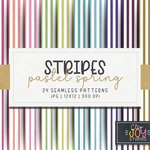 Seamless Pastel Spring Stripes Pattern, Soft Light Colors for Surface Design, Digital Paper, Background, Crafting, Scrapbook, Commercial Use