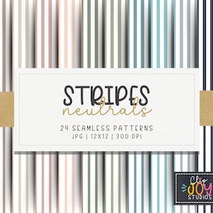 Seamless Neutral Stripes Pattern, Dark Pastel Colors for Surface Design, Digital Paper, Background, Crafting, Scrapbook, Commercial Use
