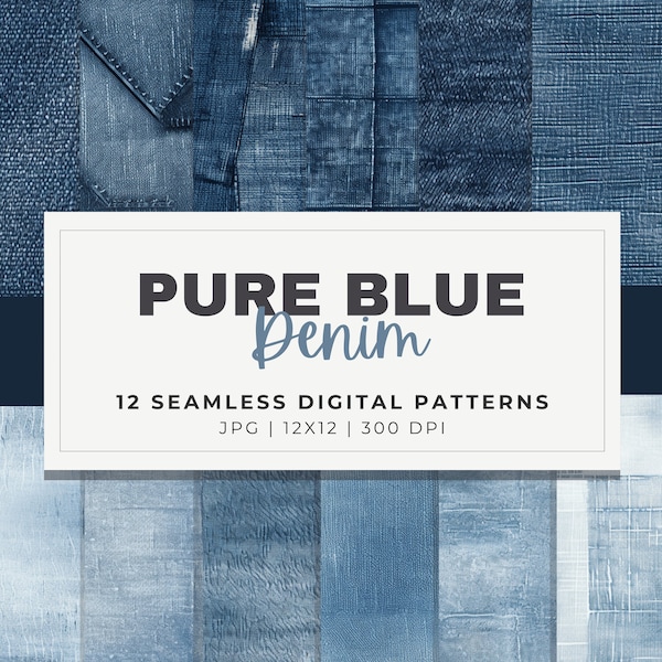 Denim and Blue Jeans Digital Paper Pack-Seamless Texture Patterns, Printable Backgrounds-Scrapbooking, Card Making, Crafting 12X12 300 DPI