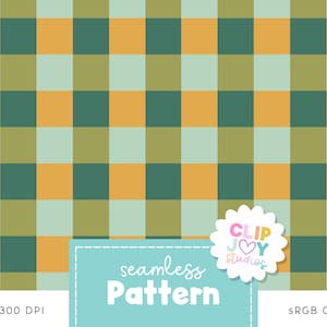 Green and Gold Checkered Pattern: Trendy Plaid Design, Large Checked Background (Digital Download)