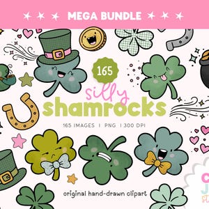 St. Patrick's Day-clipartbundel: 165 handgetekende png-afbeeldingen (digitale download)