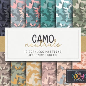 Neutral Camouflage Pattern: Soft Pastel Camo Digital Paper (Commercial Use)