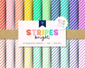 Vibrant Striped Digital Paper Pack: Seamless Patterns for Scrapbooking (Commercial Use)