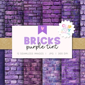 Purple Brick Textures: Seamless Brick Wall Digital Papers (12x12 inches, Commercial Use)