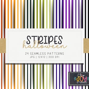 Seamless Halloween Stripes Pattern, Bright Festive Colors for Surface Design, Digital Paper, Background, Crafting, Scrapbook, Commercial Use