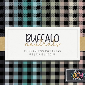 Neutrals Buffalo Check Seamless Pattern, Soft Pastel Surface Design, Digital Paper Background, Crafting, Scrapbook, Commercial Use