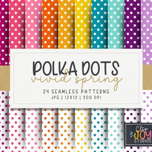 Seamless Polka Dot Pattern, Vivid Spring Colors, Colorful Surface Design, Digital Paper, Background, Crafting, Scrapbook, Commercial Use