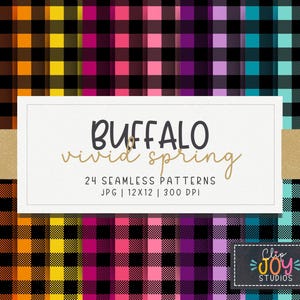 Vivid Spring Buffalo Check Seamless Pattern, Bright and Bold Surface Design, Digital Paper Background, Crafting, Scrapbook, Commercial Use
