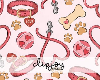 Puppy Love Saint-Valentin : motif de tissu extensible sans couture pour les amoureux des chiens pour une sublimation, oeuvre d'art originale