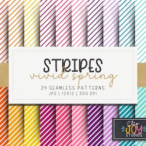 Vivid Spring Colorful Stripes Seamless Pattern, Bold Surface Design, Digital Paper, Striped Background, Crafting, Scrapbook, Commercial Use