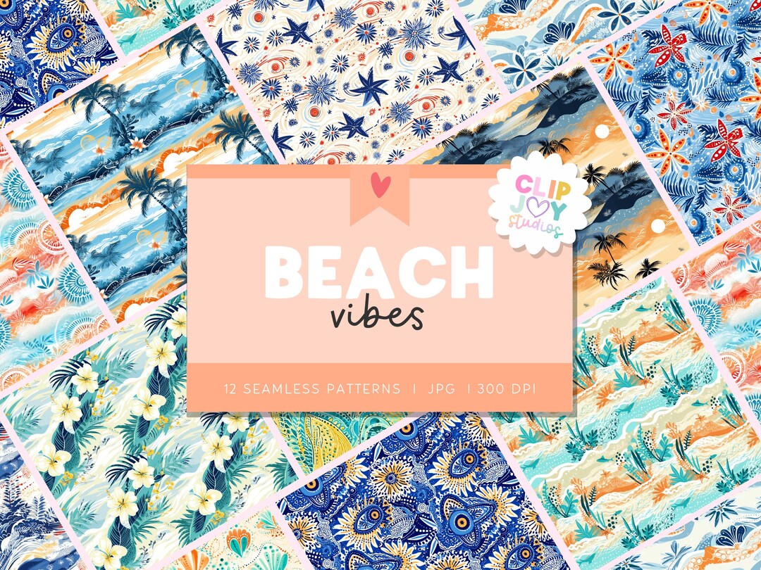 Tropical Beach Digital Paper: Seamless Hawaiian Pattern (12x12, Digital ...
