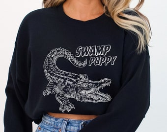Sumpf Welpe Gator Sweatshirt Alligator Bekleidung Südlichen Stil Sassy Kleidung Edgy Pullover Florida Lousiana Fluss Bayou Kleidung Frau Geschenk
