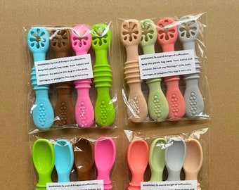 Ensemble de cuillères à mâcher en silicone pour bébés et tout-petits