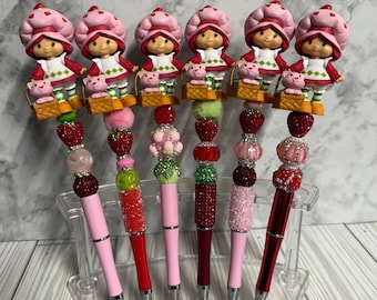 Custom Beaded Strawberry Shortcake Pen