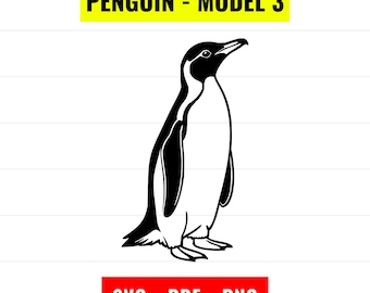 Pinguin-Porträt SVG: Umrissvektor, PNG, PDF (Digitaler Download)