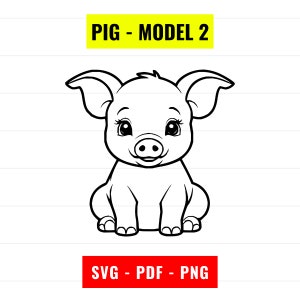 Schattige baby varken SVG, varken overzicht Vector, varken svg gesneden bestand, uil silhouet, varken PNG 300 dpi, pdf, schattig varken portret digitale download Instant