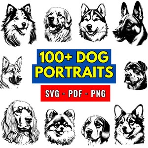 Dog Portraits SVG Bundle: 100+ Dog Breeds, Cricut Files (Digital Download)