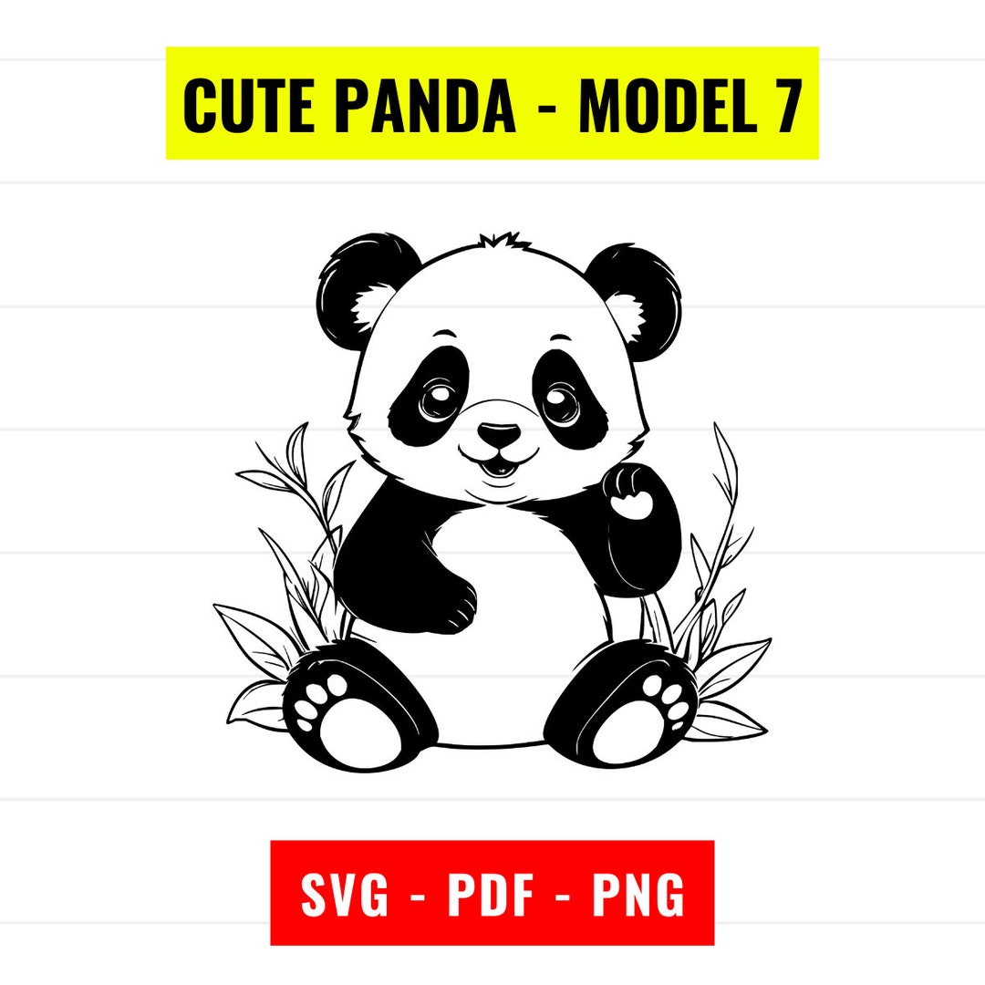 Cute Baby Panda SVG, Panda Outline Vector, Cute Panda Svg, Panda PNG ...