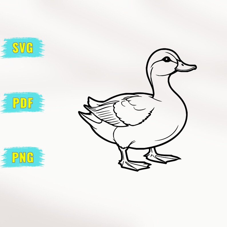 Duck Outline Vector, Cricut Silhouette Design (SVG, PNG, PDF Digital ...