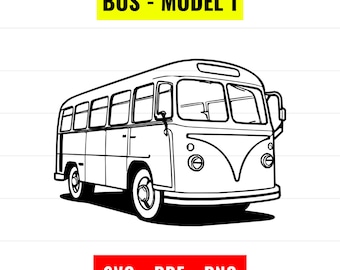 Esquema de autobús escolar SVG: Archivo de corte del vehículo (descarga digital)