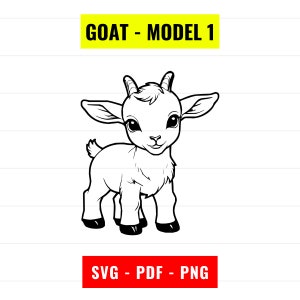 Cute baby Goat SVG, goat Outline Vector, goat svg cut file, goat silhouette PNG 300 dpi, PDF, cute goat portrait Digital Download Instant