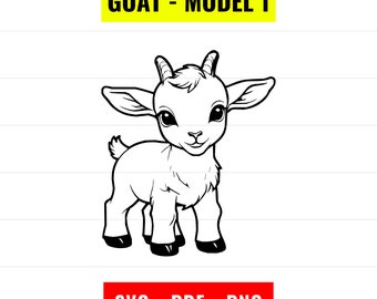 Baby Goat Vector, Outline Silhouette (Digital Download