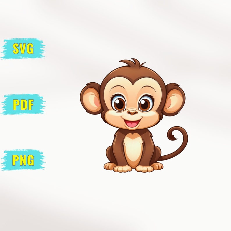 Cute Monkey SVG, Monkey Clipart Svg Bundle, PNG, PDF Animal Svg Baby