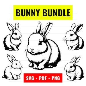 Cute Bunny SVG, Bunny Outline svg Bundle, PNG, PDF Animal svg Cute Bunny Vector svg for Cricut, Rabbit svg Digital Download Instant Download