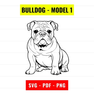 Bulldog SVG, Bulldog Outline Vector, cute Bulldog portrait svg, Bulldog PNG 300 dpi, PDF, dog portrait illustration Instant Digital Download