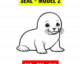 Baby Seal Outline Vector, Cricut SVG, PNG, PDF (Digital Download)