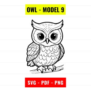 Hibou SVG, hibou contour vectoriel, chouette svg fichier de coupe, silhouette de chouette, chouette PNG 300 dpi, PDF, fichier cricut svg portrait de chouette téléchargement immédiat