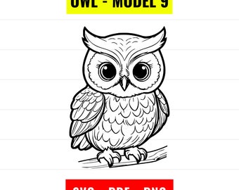 Owl SVG, Owl Outline Vector, Owl svg cut file, owl silhouette, Owl PNG 300 dpi, PDF, owl portrait svg cricut file Digital Download Instant