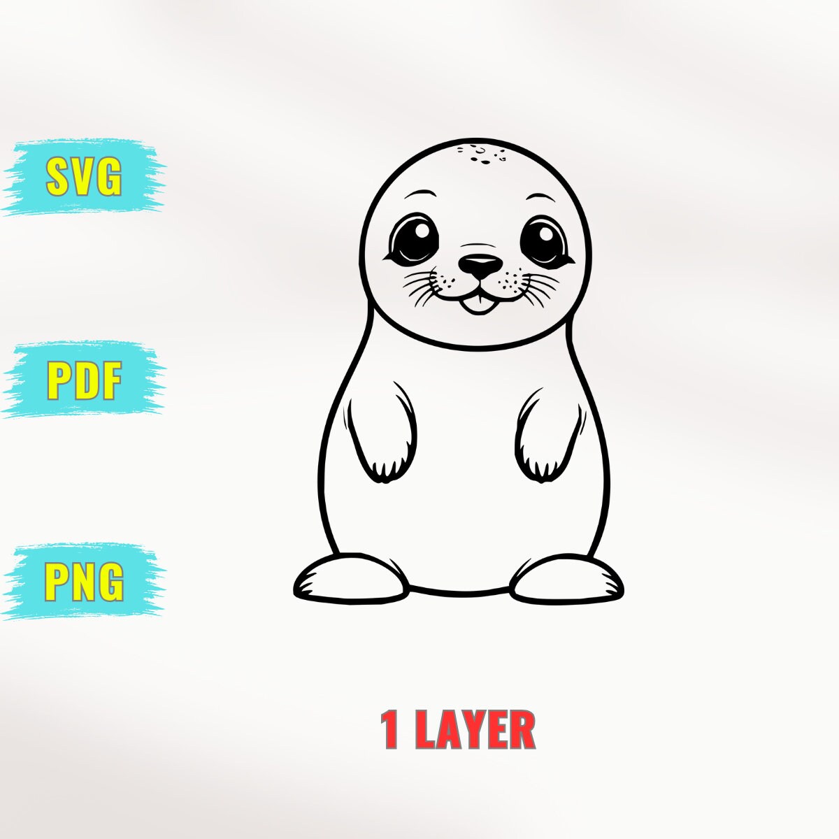 Seal SVG, Baby Seal Outline Svg, PNG, PDF, Cute Seal Vector for Cricut