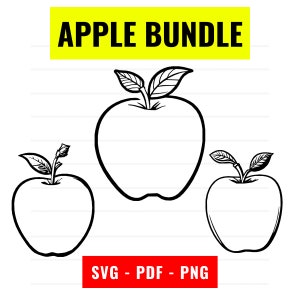 Apple SVG Bundle: Outline Shape Vector Graphics (Digital Download)
