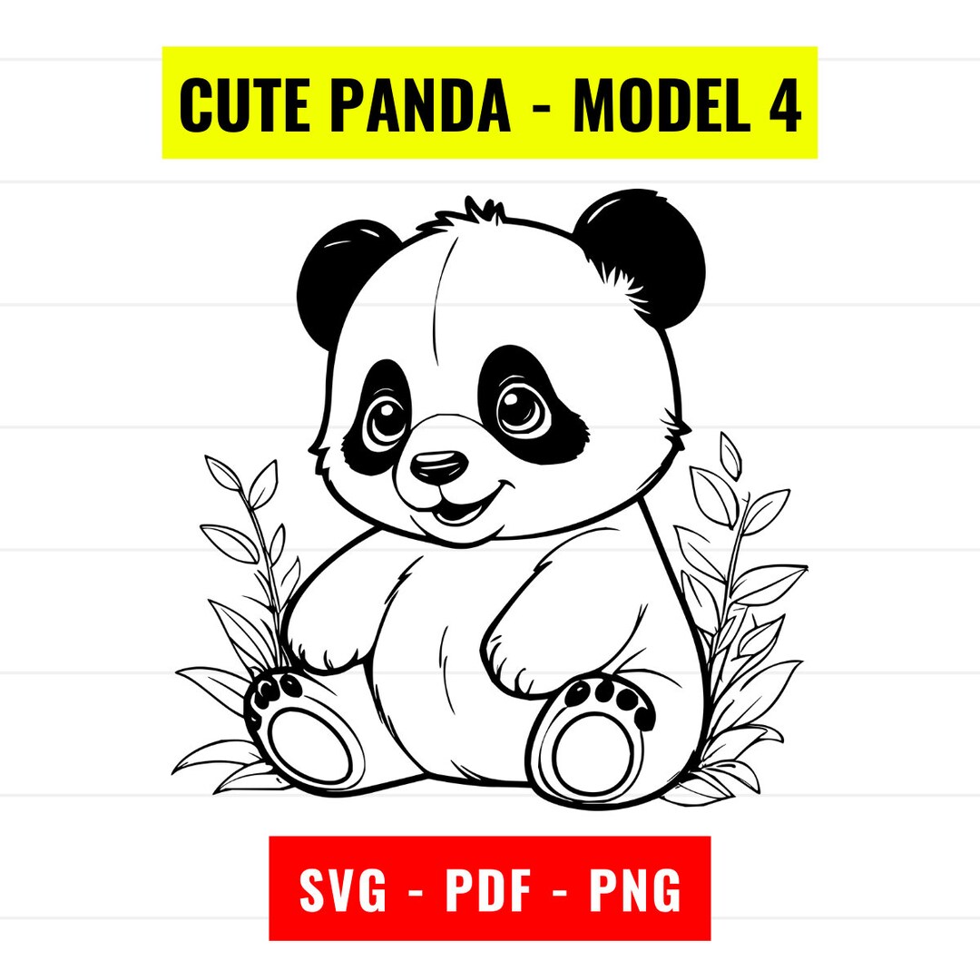 Cute Baby Panda SVG, Panda Outline Vector, Cute Panda Svg, Panda PNG ...