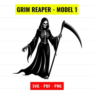 Grim Reaper SVG, Grim Reaper Skeleton Cut File Outline svg, PNG, PDF, Skull Vector Silhouette, Vector for Cricut, Instant Digital Download