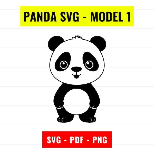 Panda SVG, vecteur de contour Panda, mignon panda svg, silhouette de Panda, Panda PNG 300 dpi, PDF, mignon portrait de panda svg téléchargement numérique instantané
