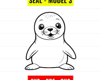 Baby Seal Vector Illustration, Sea Animal Outline (SVG, PNG, PDF)