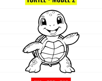 Turtle Vector, Sea Animal Clipart (Digital Download SVG, PNG, PDF)