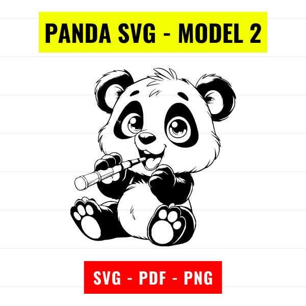 Panda SVG, vecteur de contour Panda, mignon panda svg, silhouette de Panda, Panda PNG 300 dpi, PDF, mignon portrait de panda svg téléchargement numérique instantané