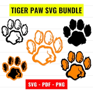 Tiger Paw Print SVG Bundle: Animal Footprint Vector Graphics (Digital Download