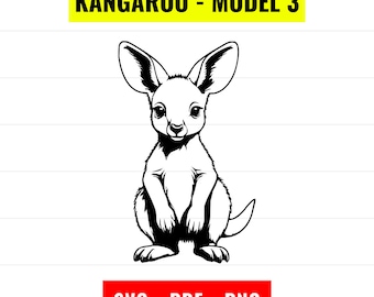 Känguru-Vektor, Tierumriss-Clipart (SVG PNG PDF Digitaler Download)