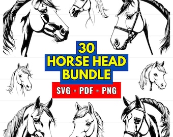 Horse Head SVG Bundle: 30 Vector Designs (Digital Download)
