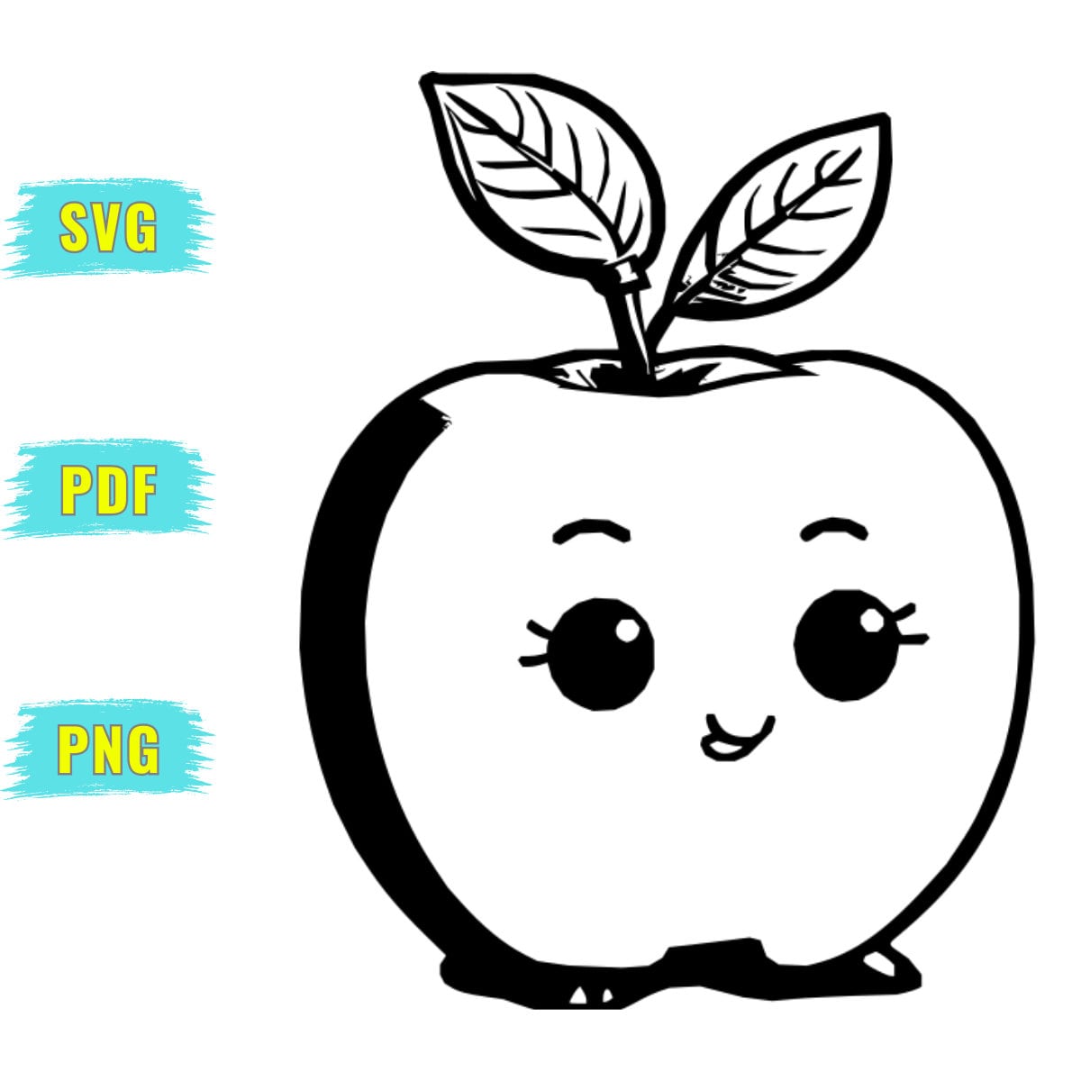 Cute Apple SVG, Apple Outline Svg Bundle, PNG, PDF Cute Apple Vector