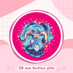 Miku 38mm Button Pin | Pins | Button Pins | cute anime pin | Vocaloid