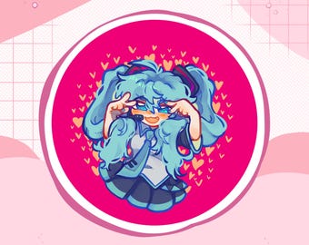 Miku Anime-knopspeld | Leuke stempin (38 mm)