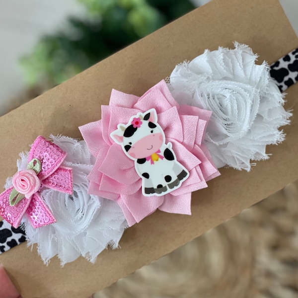 Cow baby headband, Cowgirl baby headband, Baby girl headband, Farm animal baby headband, cow print baby headband, baby girl head accessory